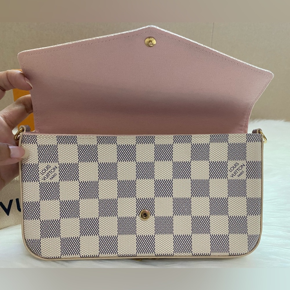 Louis Vuitton Felicie Pochette Damier Azure Canvas Pink Interior - Picture 12 of 16